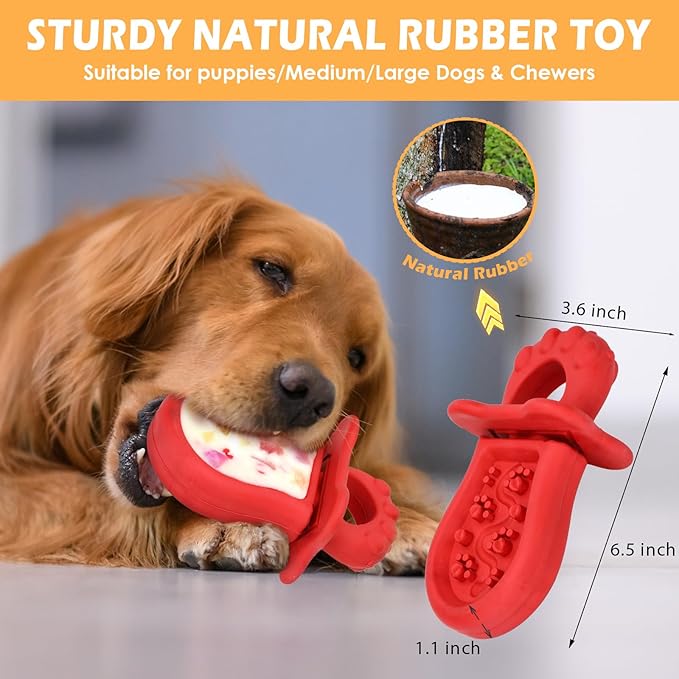 Dog Chew Toys Cream Freezable Dog Treat Station, Frozen Treat Fillable Interactive Dog Toy to Keep Dogs Busy, Pacifier Dog Toy for Teething, Dog Puzzle Toys for Small/Medium/Large Dogs Outdoor