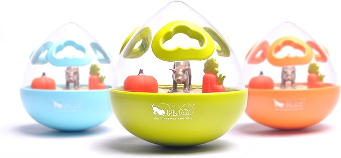 Wobble Ball Interactive Food & Treat Dispensing Puzzle Toy for Puppies & Dogs - Slow Feeder, Mental Enrichment, Forage Skills, Training, Relieves Boredom - Dishwasher Safe, Easy Clean (Pumpkin Orange)