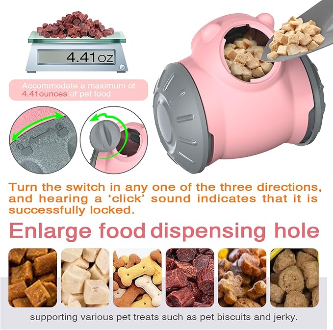 1pcs Interactive Dog Dispenser Toy - Premium Food for Smart Dogs - Adjustable Food Puzzle for Small Medium and Large Dogs for Large/Medium/Small Aggressive Chewers Breed Pet Cat Color Pink