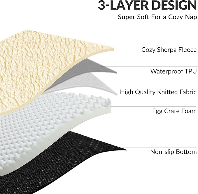 Patas Lague Orthopedic Dog Bed Medium Size Dog 30''X20'', Waterproof L Bolster Medium Pet Sofa Beds with Removable Washable Cover, Soft Comfortable Pet Couch Crate Mat with Nonskid Bottom, Cream