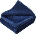 Waterproof Pet Blanket for Medium Large Dogs Washable Fluffy Thick Jacquard Shag Fleece Warm Sherpa Pet Blanket Cats Puppy Couch Protection (Navy Blue L57*65inches)
