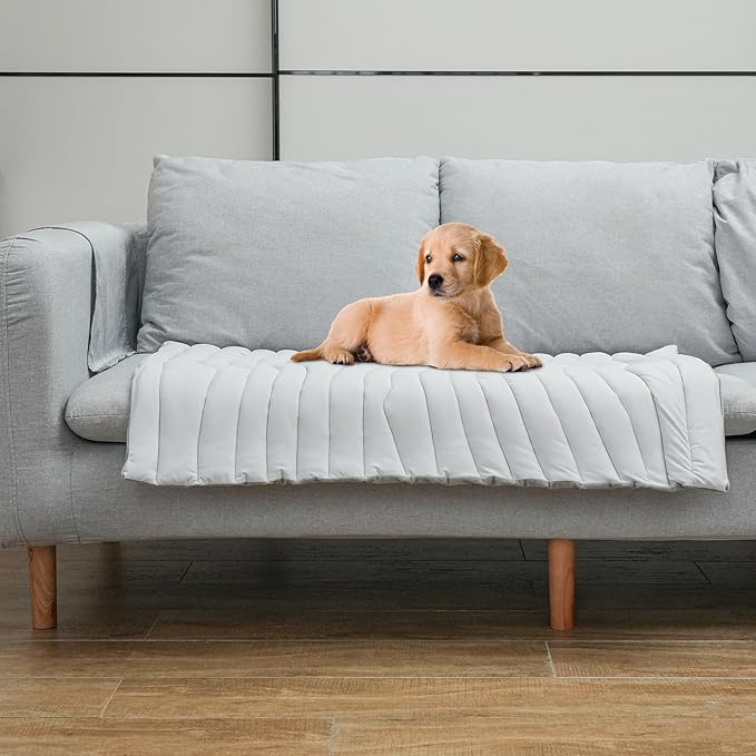 Dog Cooling Mat 36" L x 23" W Pad for Kennels, Crates and Beds, Washable & Portable Double Sided Pet Soft Pad for Indoor or Outdoor, Grey