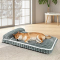 Comfort Dog Beds for Large Dogs,Dog Bed with Removable Washable Cover, Deluxe Plush Dogs Beds for Crate with Pillow, Anti-Slip Pet Mat Mattress for Kennel with Durable Zipper(Grey,L)