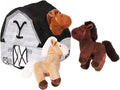 design LAB, Inc. Official Yellowstone Merchandise | Dog Plush Toys | Yellowstone Nesting Toy Barn with Horses | Squeaky Stuffed Animal Horse Gift Set