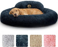 PetJett XL Dog Beds for Large Sized Dog - 45'' Extra Large Dog Bed, Anti-Slip & Washable Super Soft Round Donut Bed, Fluffy Faux Fur Anti-Anxiety Premium Comfort Pet Bed, Fits Dogs up to 120 lbs