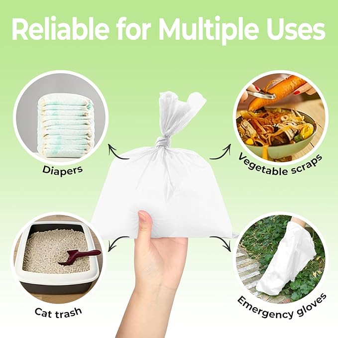Odor Sealing Dog Poop Bags (220 Bags) Unscented & Durable Dog Waste Bags, Block Smells [Size:M, Color：White]