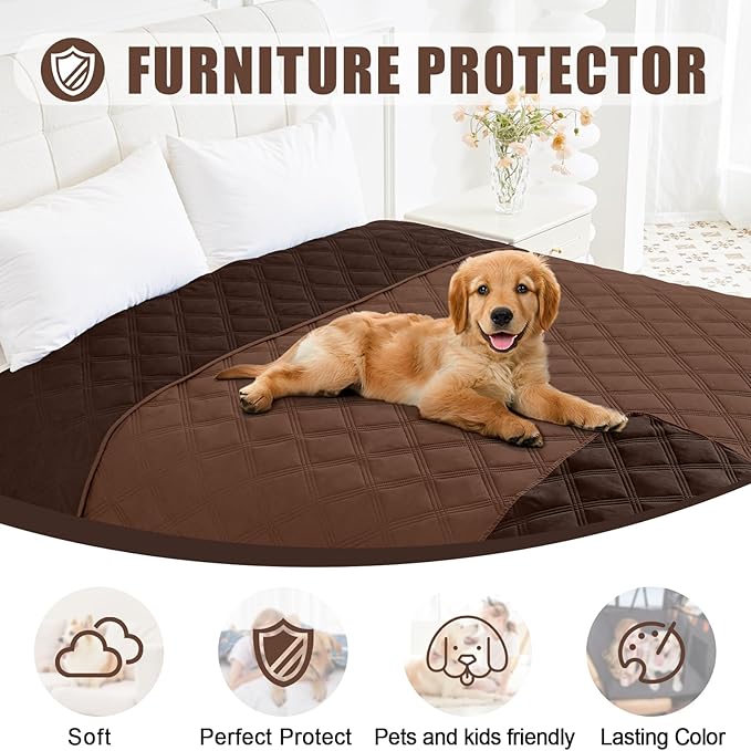 Smiry Waterproof Dog Bed Cover Blanket 40x70, Soft Reversible Pet Blanket, Washable Leakproof Cats Dogs Couch Cover for Sofa, Couch, Furniture, Brown/Chocolate