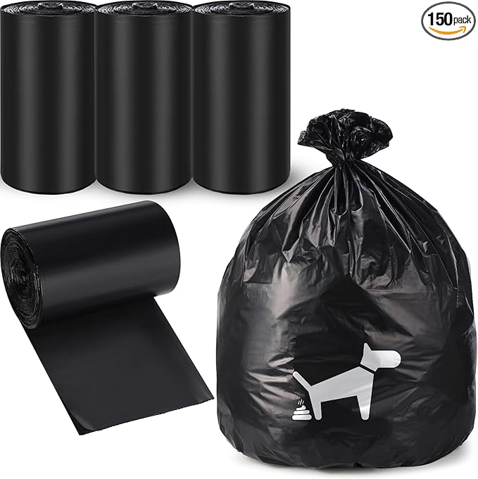 150 Pcs Dog Waste Poop Bags Dog Large Leak Proof Bags 26"x 33" Pet Waste Station Can Liners Heavy Duty Pet Trash Bin Liner for Walking Poop Station Dispensers, 3 Rolls of 50(Black)