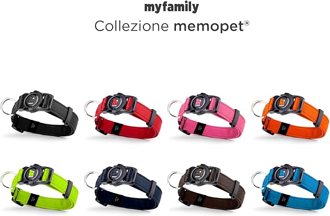 MyFamily Adjustable Polyester Dog Collar Made in Italy, Your Dog's Master Data Always with You, Comfortable and Durable, Handmade, Memopet Collection