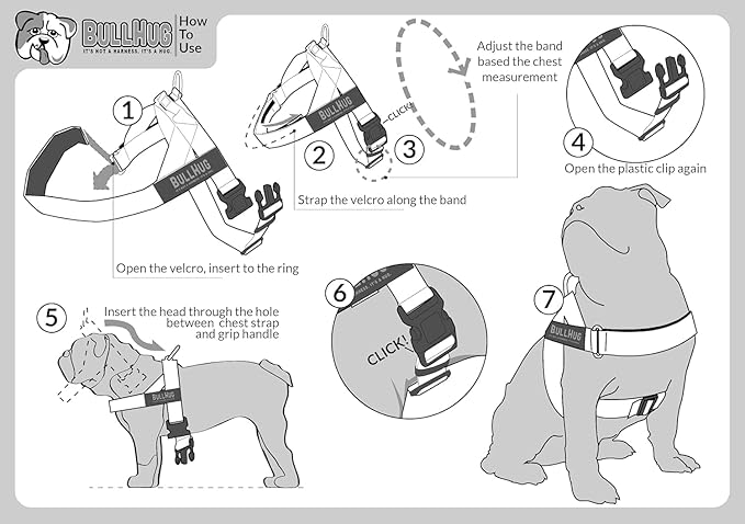 BULLHUG Adjustable Dog Harness– No Pull, No Choke – for English Bulldogs, French Bulldogs, Pugs & Broad-Chested Breeds – Easy, Safe Walks (Star Bright, XS)