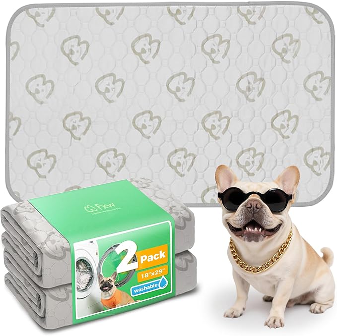 FXW Washable Pee Pads for Dogs, Puppy Pads with Super Absorbent, Specifically Designed for 30inch Cages, 18" x 29" Rectangle, Khaki, 2 Packs