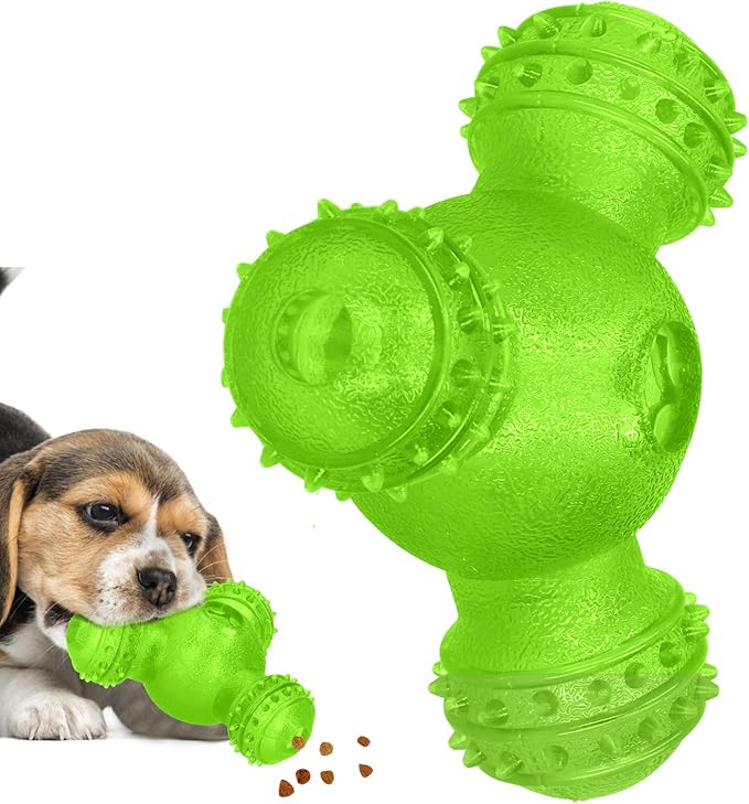 Cyrank Rolling Dog Treat Dispenser Slow Feeder, Funny Giggle Dog Puzzle Toy Slow Feeder Treat Toys Interactive Food Dispensing Dog Toys(Green)