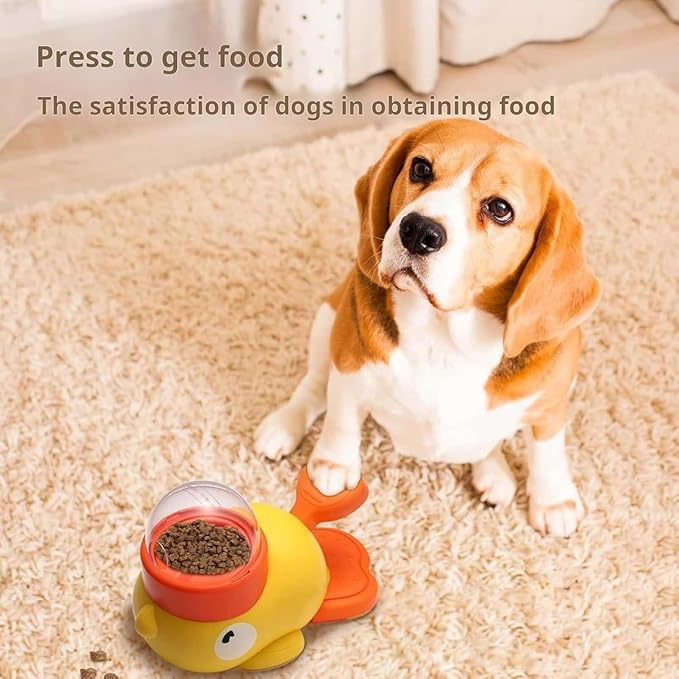 Interactive Dog Food Puzzle Toy,Pet Slow Feeder, Duck-Shaped Treat Dispenser with 3 Size Food Outlet, Dogs Slow Eating Bowl for Reduces Bloating,Encourages IQ Training (Yellow)