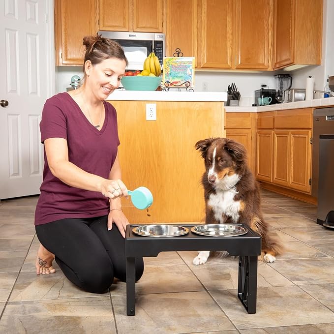 Hyper Pet Elevated Dog Bowls Large Breed, Adjustable Raised Dog Bowls Large Sized Food and Water Feeder - Stainless Steel
