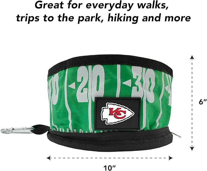 NFL Kansas City Chiefs Pets First Collapsible Dog Travel Bowl Set, 2 Pack Food and Water Bowls for Dogs, Best Portable & Lightweight Leak-Proof Dog Bowls for Travel