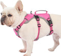 Huntboo Escape Proof Dog Harness, Escape Artist Harness, Reflective Dog Harness with Handle, Durable,Adjustable Vest for Small Medium Large Dogs Walking, Training, and Running Gear(Rose Red, M)