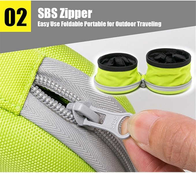 WINHYEPET Collapsible Canvas Dog Bowl Double Holder, Portable for Easy Travel, Foldable and Pocket Size for Running, Walking, Hiking, Camping, Waterproof Lining Holds Food and Water, Dogs 2 Way Use