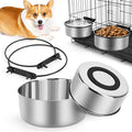 Dog Bowl for Crate, ShineMe 2 Pack 54oz & 34oz Nonslip Rubber Bottom Stainless Steel Food a Water Kennel Bowls Mountable on Cage Dog Hous