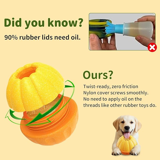 Interactive Dog Toys for Aggressive Chewers, /No Oil Needed/Smooth Screwing Frozen Treat Freezable Dog Puzzle Treat Dispensing Toy to Keep Them Busy for Small Medium Large Breeds