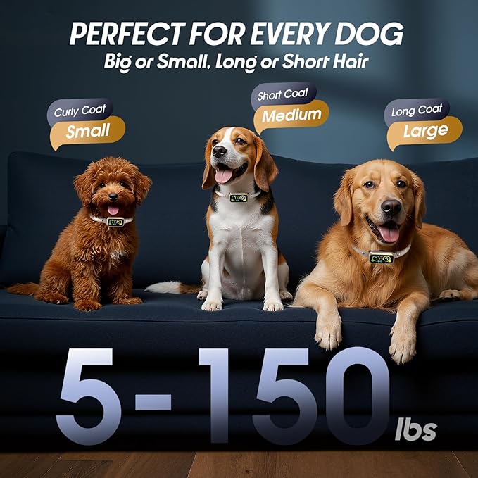 Dog Bark Collar Pro, Instant Bark Solution, Smart Anti Barking Device with 4 Correction Modes, Fast-Acting Barking Collar for for Large Medium Small Dogs 5-150lbs, Ideal for Home & Outdoor Use