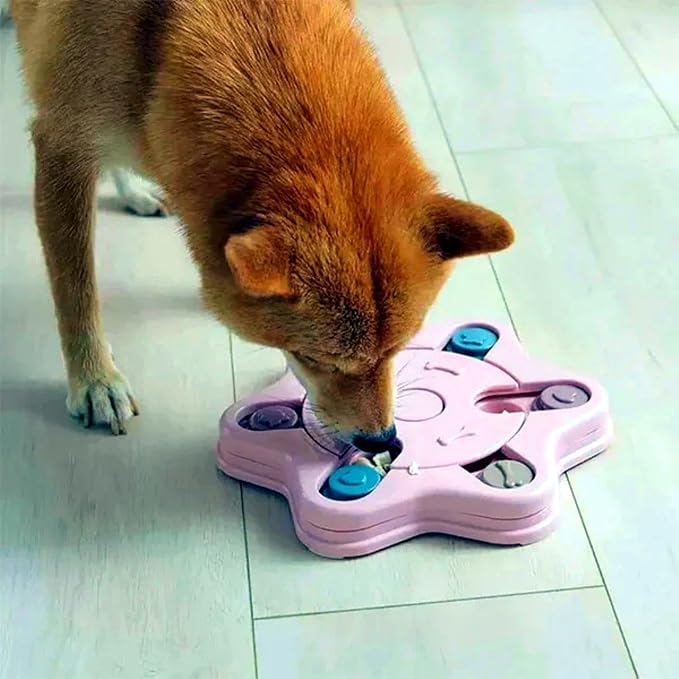 Anti-Choking Interactive Puzzle Toy for Slow Dispensing Feeding for Pets, 2023 New Dog Puzzle Toys, Dog/Cat Food Puzzle Feeder, Dog Stimulation Toys for Small and Medium-Sized Dogs (Pink, Pawprint)