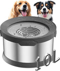 10L Dog Water Bowl No Spill 2.6 Gallon Super Large Capacity Stainless Steel No Splash Dog Bowls 338oz Slow Drinking Feeder with Non-Slip Base Pet Water Dispenser for Dogs