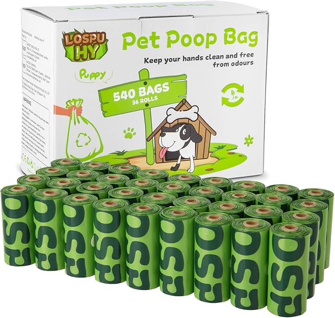 Dog Poop Bags Rolls, 540 Count Extra Thick Tear Resistant Poop Bags for Dogs, Leak Proof Pet Waste Bag for Outdoor Doggie Walking and Cat Litters Cleaning