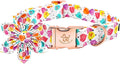 Elegant Little Tail Valentine's Dog Collar, Pink Floral Heart Dog Collar, Size S, Small Dogs