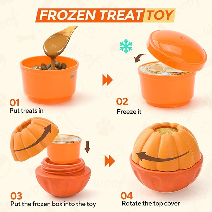 3 in 1 Treat Dispensing Dog Toys, Frozen Treat Ball, Durable Nylon Chew Toys for Small Medium Large Dogs, Enrichment Dog Toys to Keep Them Busy