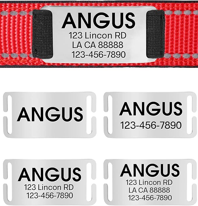 Joytale Personalized Dog Collars with Engraved Name Plate, Silent No Jingle Custom Nylon Collar with Fixed ID Tag, Reflective Soft Neoprene Padded Breathable for Medium Dogs, Red