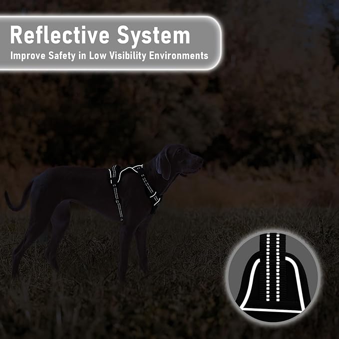 No Pull Dog Harness for Extra Large Dogs, Release on Neck, for Alaska Malamute, Bull Mastiff, Rottweiler, Great Dane etc, for Training Casual Walks Jogging, Easy Control Vest with Handle, Black, XL