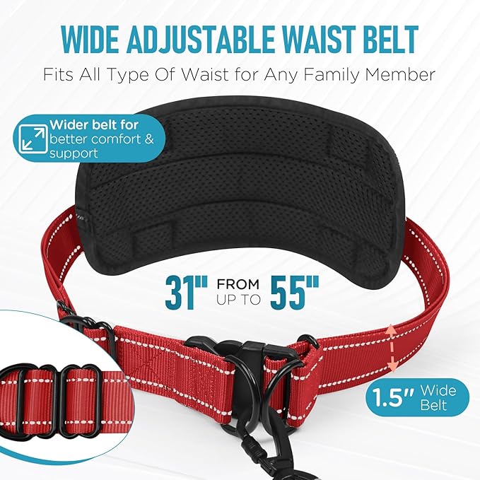 Hands Free Dog Leash, Waist Bungee Leash for Large Dogs, 6-8ft Adjustable Heavy Duty Leashs(50-120 lbs)