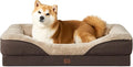 EHEYCIGA Orthopedic Dog Bed for Large Sized Dog, 36x27x7 Inch Large Memory Foam Dog Couch Bed with Sides, Waterproof Liner & Washable Removable Cover, Bolster Pet Sofa, Brown