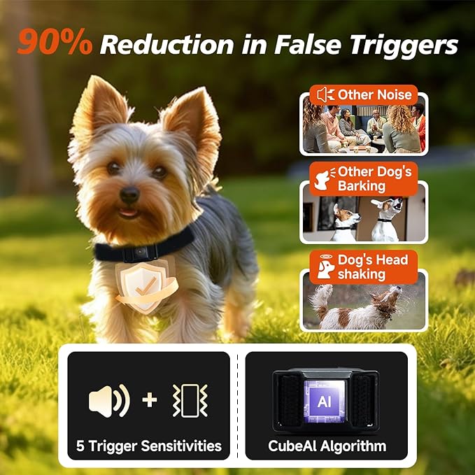 Tiniest Bark Collar for Small Dogs 5-15lbs, Only 1.6 * 1in & 0.42oz, No Shock with Vibration &Sound, Extra Small & Rechargeable, 5 Sensitivity Levels（Black）
