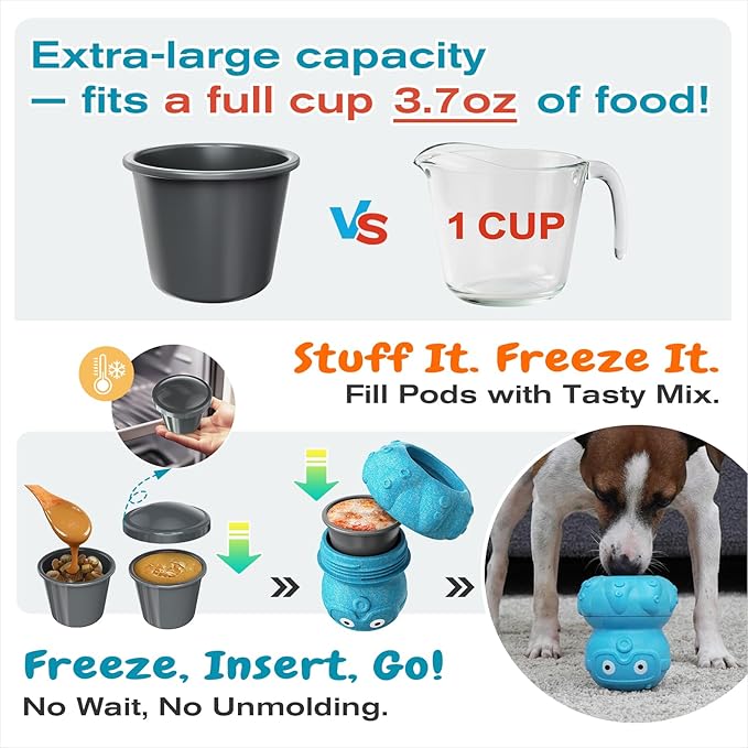 KADTC 3 in 1 Large-Size Octopus Durable Dog Fillable & Frozen Lick Treat Toy No-Transfer Freeze & Play,Long-Lasting Ultimate Boredom Buster, Kibble Dispenser Food Ball & Tough Dogs Chew Toys BPA-Free