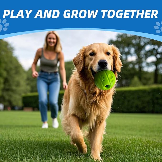 Dog Toys Ball, Interactive Dog Ball, No Paint, Gibbering Sound with Surface Concave Lines, M, 3.46 in (8.8 cm)