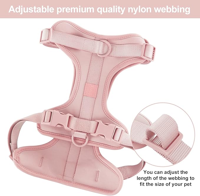 Wisedog No Pull Lightweight Dog Vest Harness with Soft and Comfortable Cushion, Breathable Mesh, for Small Medium Large Dogs Walking (S(Neck: 9.84"-14.17";Chest: 14.17"-22.05"), Gossamer Pink)