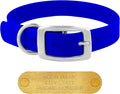 Regal Dog Products Small Blue Waterproof Dog Collars with Custom Engraved Name Plate | Vinyl Coated, Anti, Easy to Clean Personalized Biothane Dog Collar - Other Sizes for Medium & Large Dogs