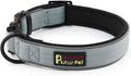 Plutus Pet Tactical Dog Collar, Reflective, Adjustable Heavy Duty Dog Collar, Soft Padded and Comfortable, for Small Medium and Large Dogs (Gray, S)