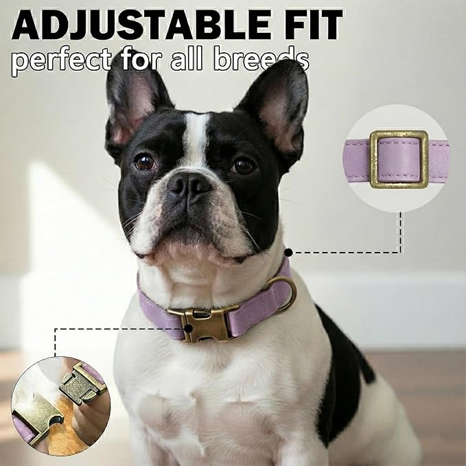 Dog Collars for Small Dogs Silicone Leather Dog Collars Soft Flexible Waterproof Odor-Proof Durable Thick Classic Adjustable Pet Puppy Collar (Purple,Small (9-14" Neck))