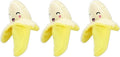 PetSport 3 Pack of Tiny Tots Foodies Banana Plush Dog Toys with Squeakers, 5 Inch