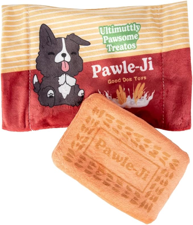 DesiPups Indian Desi Dog Plush Chew Toy | 2-in-1 Design with Squeaker and Crinkle for Small, Medium and Large Dogs, Machine Washable Cookie Biscuit Treat