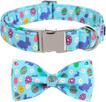 ARING PET Easter Dog Collar with Bow, Cute Adjustable Egg Rabbit Bowtie Pet Collars with Metal Buckle for Puppy Small Medium Large Boy Girl Dogs-S