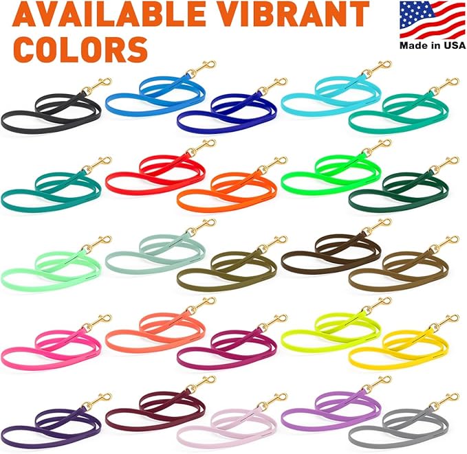 Viper Biothane K9 Working Dog Leash Waterproof Lead for Tracking Training Schutzhund Odor-Proof Long Line with Solid Brass Snap for Puppy Medium and Large Dogs 6ft, Treasure Gold
