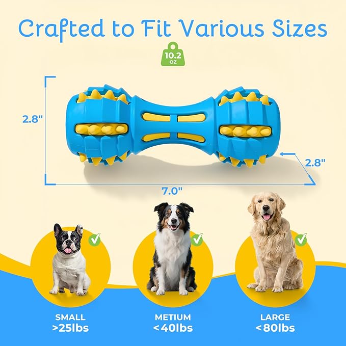 Ruffoo GnawBell Dog Squeaky Chew Toy for Heavy Chewers, Durable Dual-Layer Design, Interactive Natural Rubber Dog Toy for Medium & Large Breeds