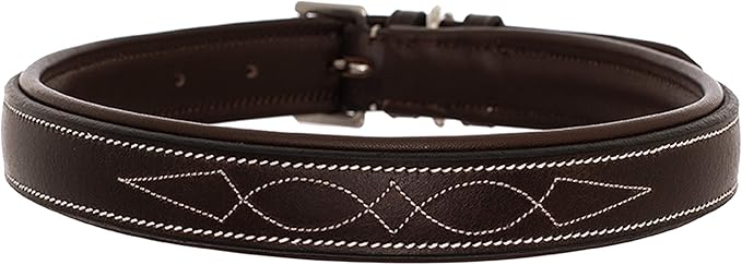 Exion Geniun Leather Dog Collar Designer Stitched Soft Leather Padded- Suitable for Small Medium Large X-Large Dogs for Walking Running- Havana with Havana Padding