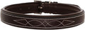 Exion Geniun Leather Dog Collar Designer Stitched Soft Leather Padded- Suitable for Small Medium Large X-Large Dogs for Walking Running- Oak Brown with Havana Padding