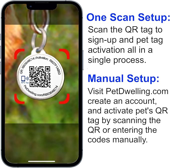 Pet Dwelling Premium NFC & QR Code Smart ID Tag for Dogs - Easy Scanning, Instant Profile Access, Real-Time Location Alerts(Silver Paw)