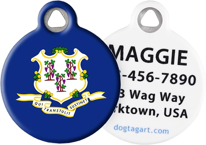 Connecticut State Emblem Pet ID Tag for Dogs and Cats - Dog Tag Art - SMALL SIZE