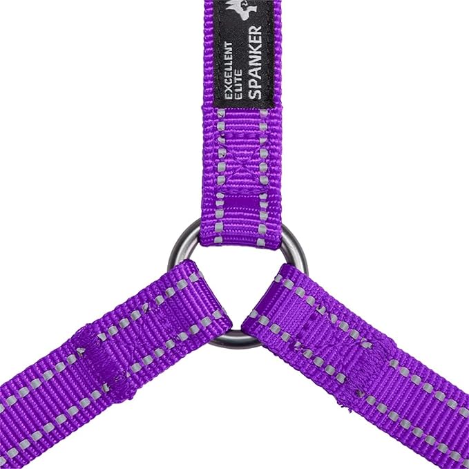 EXCELLENT ELITE SPANKER No Pull Dog Harness Reflective Nylon Vest L-Shaped Adjustable Easy Pet Harness for Small Medium Large Breeds Dogs Walking Training Black Red(Purple-S)